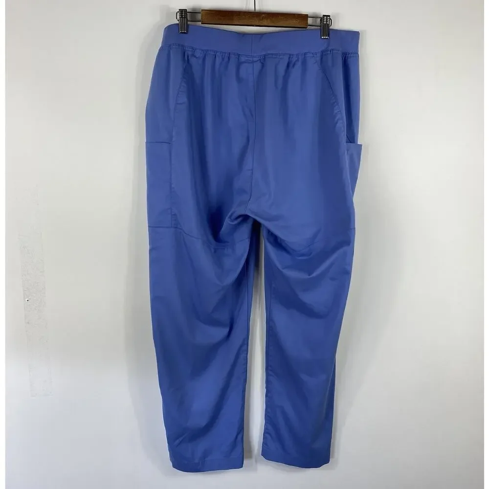 Wonderwink Scrub Pants Women's 2X Petite Blue Wink Pro Knit Waist Cargo 5419